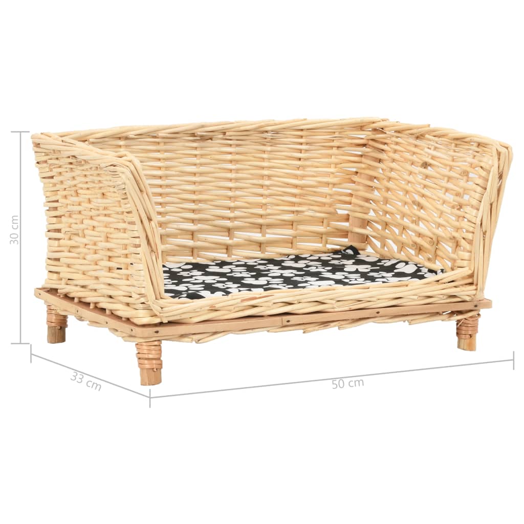 Hondenmand Met Kussen Natuurlijk Wilgen 50 x 33 x 30 cm Naturel