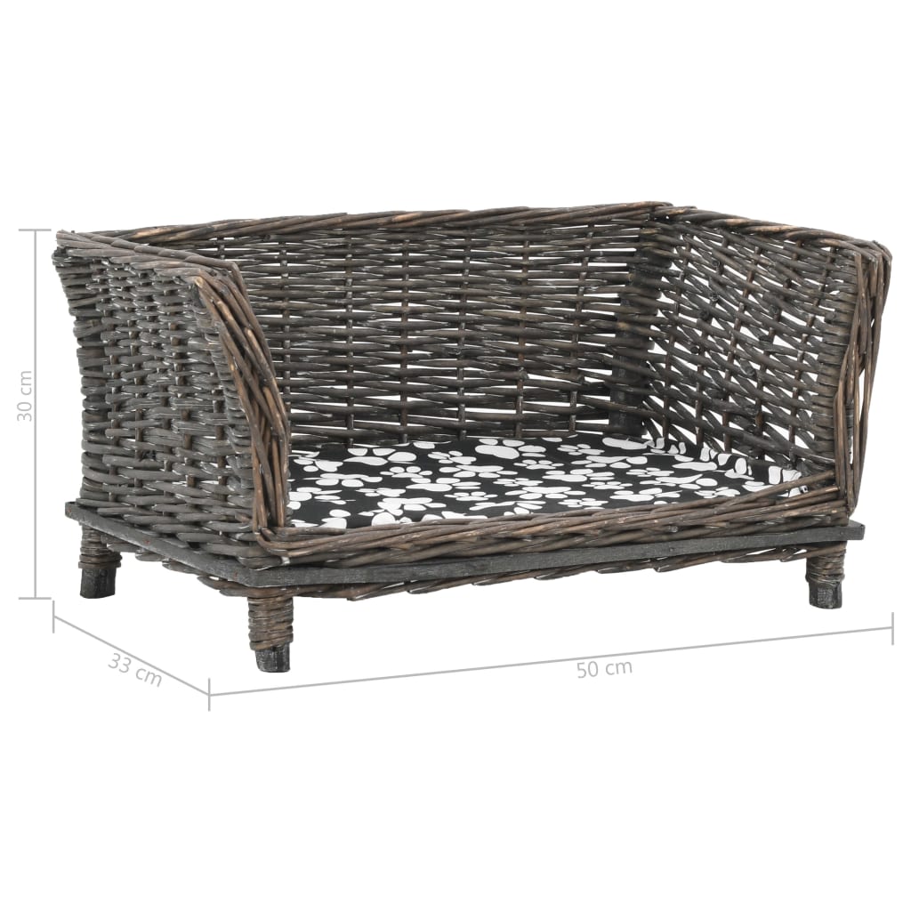 Hondenmand met kussen 50x33x30 cm natuurlijk wilgen grijs 50 x 33 x 30 cm Grijs