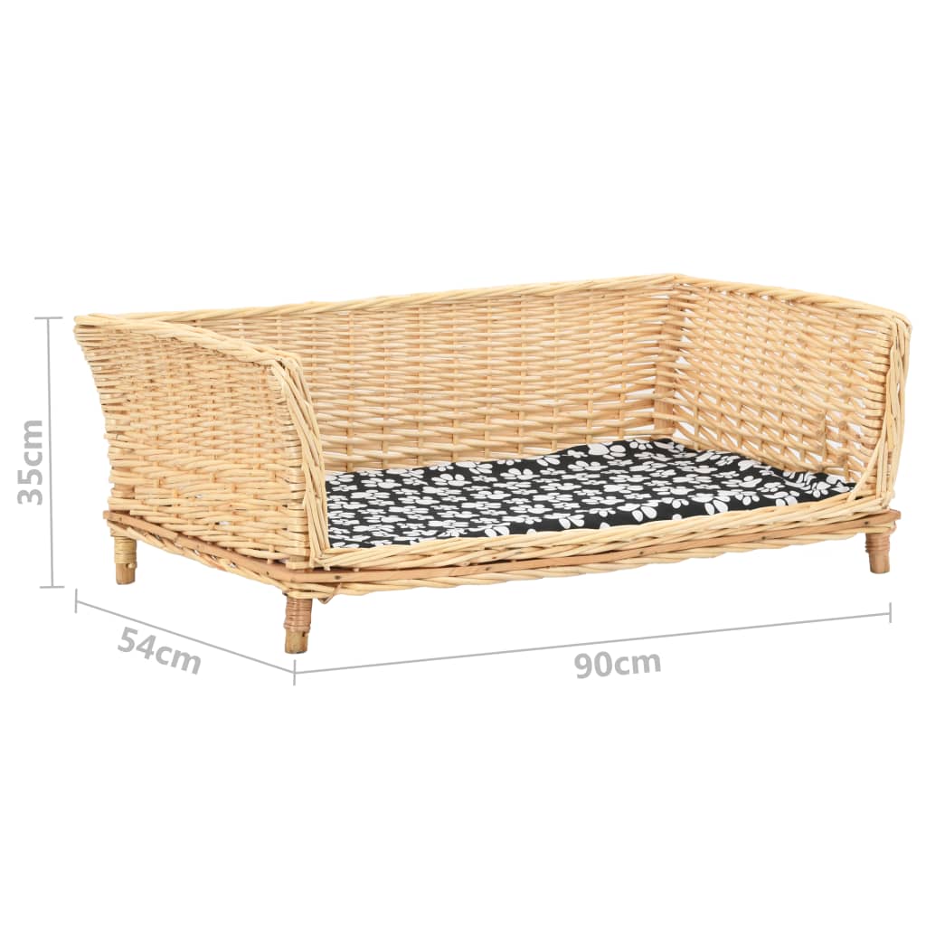 Hondenmand Met Kussen Natuurlijk Wilgen 90 x 54 x 35 cm Naturel