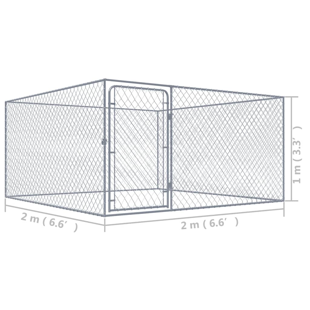 Hondenkennel Voor Buiten Gegalvaniseerd Staal 2 x 2 x 1 m