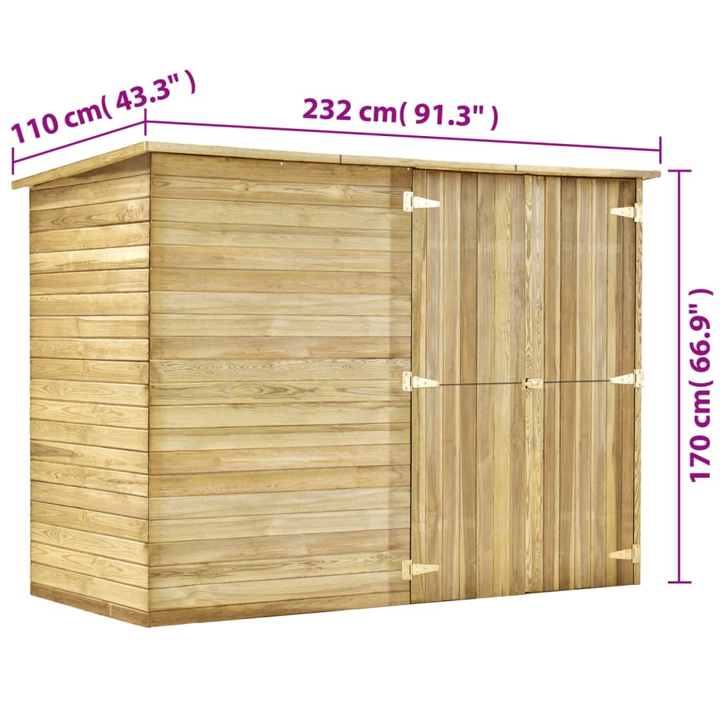 Tuinschuur Geïmpregneerd Grenenhout 232 x 110 x 170 cm