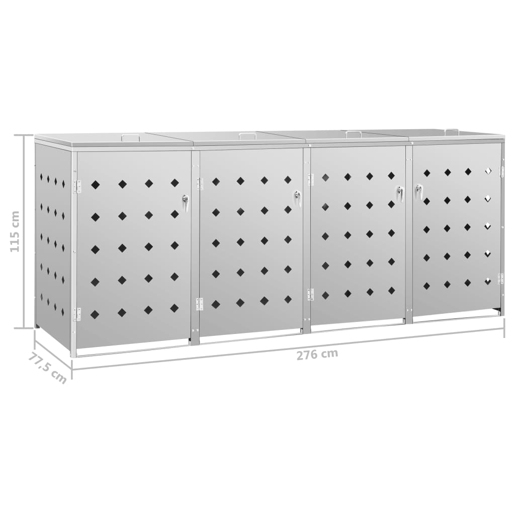 Containerberging Vierdubbel 240 L Roestvrij Staal 4 containers