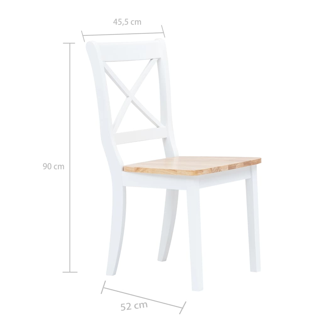 Eetkamerstoelen Massief Rubberwood Wit En Naturel 6 white and natural