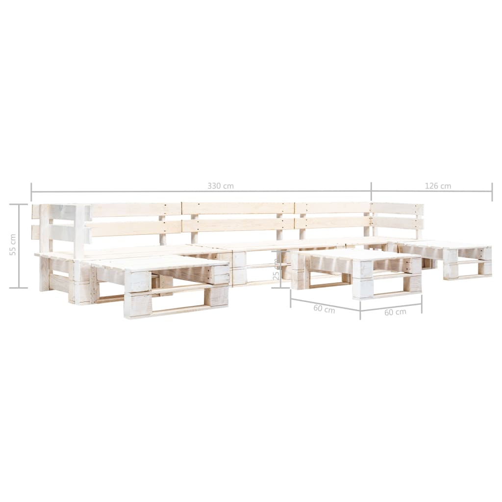 6-Delige Loungeset Pallet Hout Wit