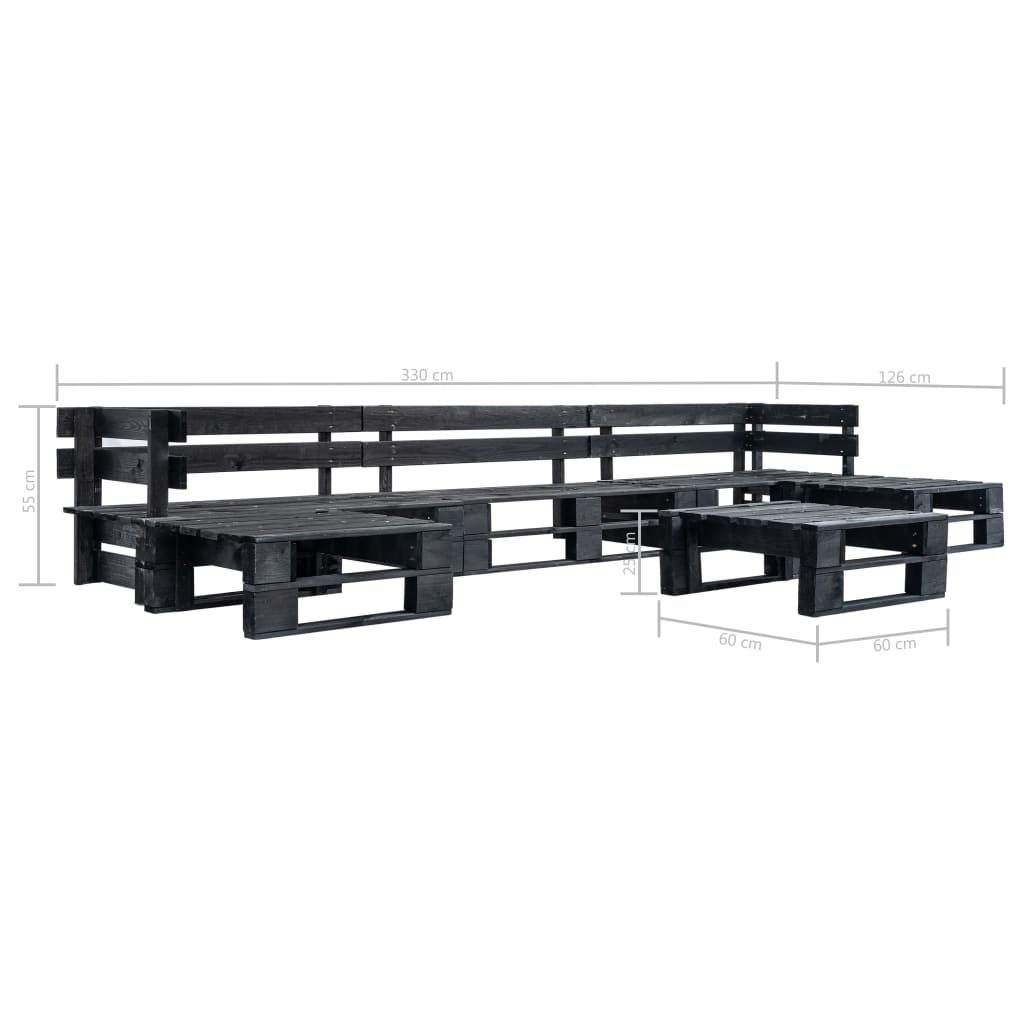 6-Delige Loungeset Pallet Hout Zwart