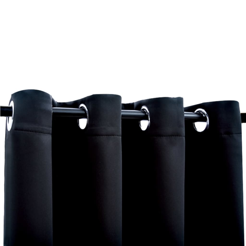 Gordijn Verduisterend Met Metalen Ringen 2 St 140 x 175 cm Zwart