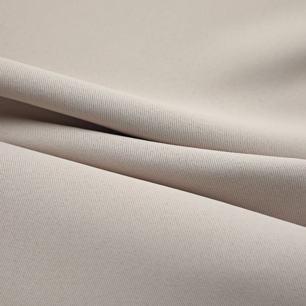 Gordijn Verduisterend Met Metalen Ringen 2 St 140 x 225 cm Beige