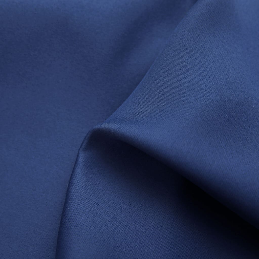 Gordijn Verduisterend Met Metalen Ringen 2 St 140 x 225 cm Blauw