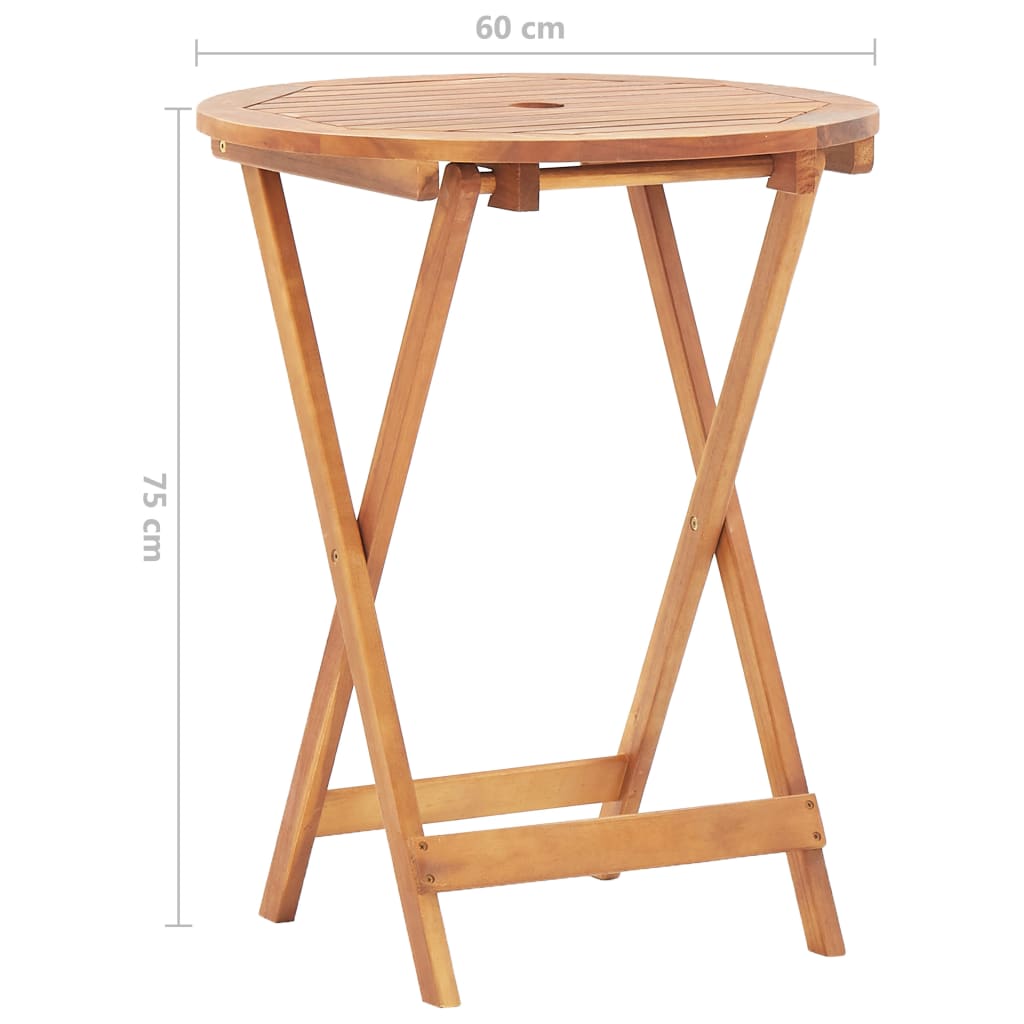 Tuintafel inklapbaar 60x75 cm massief acaciahout Ø 60 x 75 cm