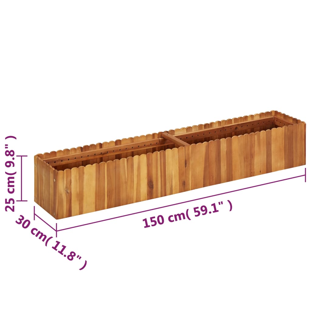Plantenbak Verhoogd Massief Acaciahout 150 x 30 x 25 cm