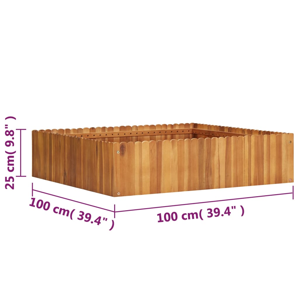 Plantenbak Verhoogd Massief Acaciahout 100 x 100 x 25 cm
