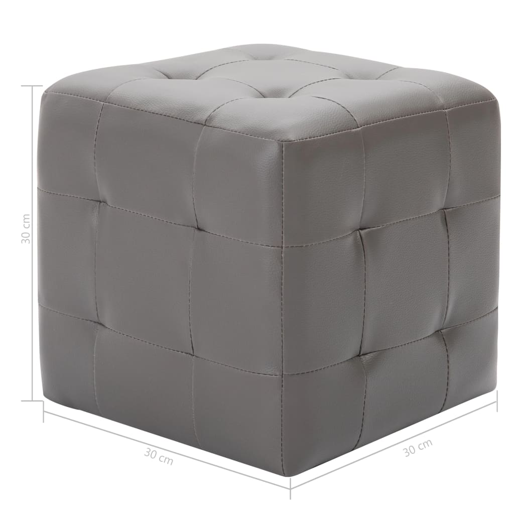 Poef 2 St 30X30X30 Cm Kunstleer Grijs