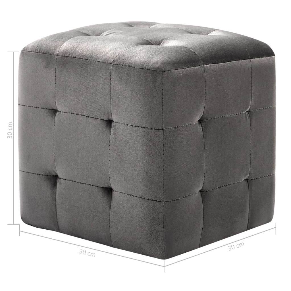 Poef 2 St 30X30X30 Cm Fluweel Grijs