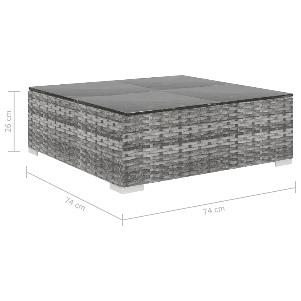 -Delige Loungeset Met Kussens Poly Rattan Grijs