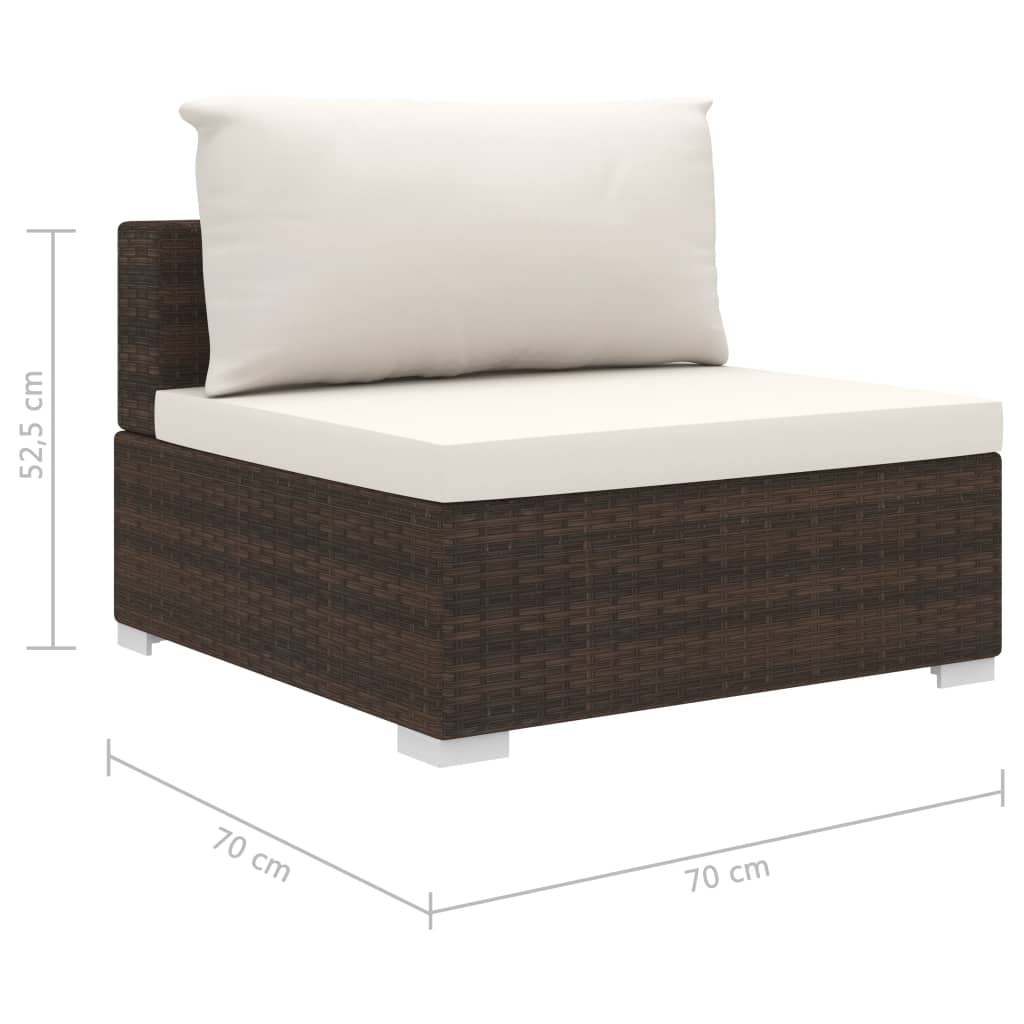 10-Delige Loungeset Met Kussens Poly Rattan Bruin