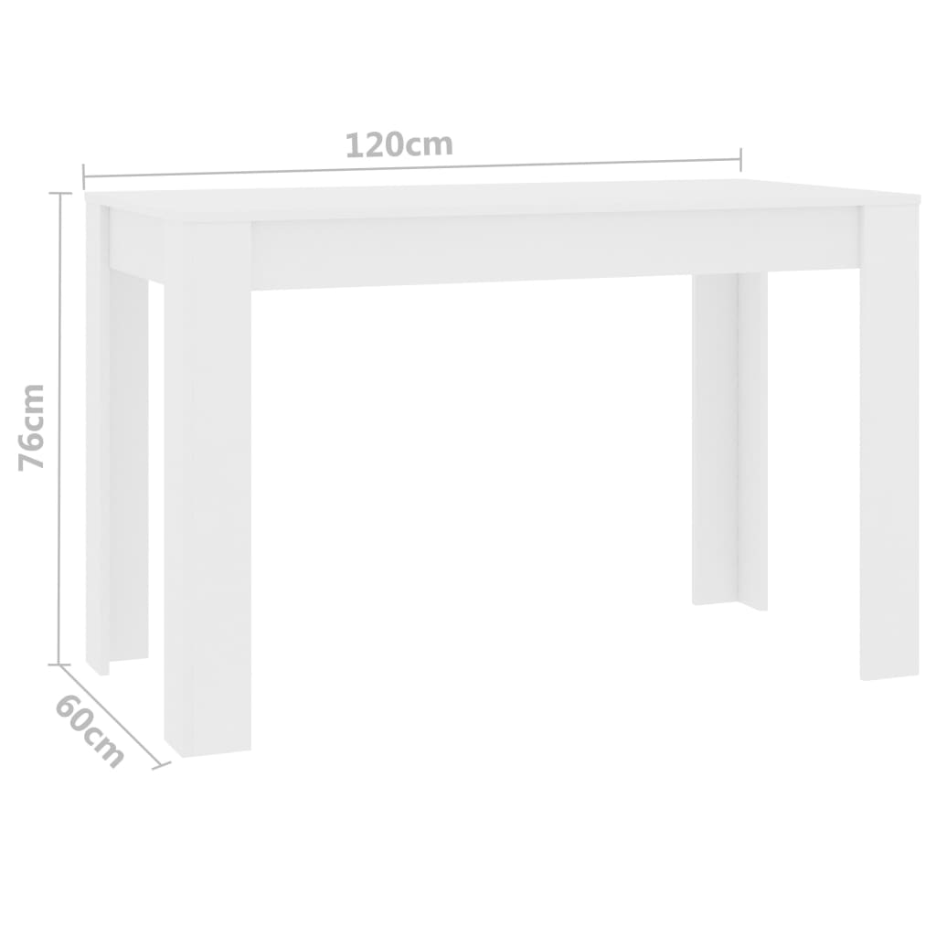 Eettafel 120x60x76 cm spaanplaat wit Wit