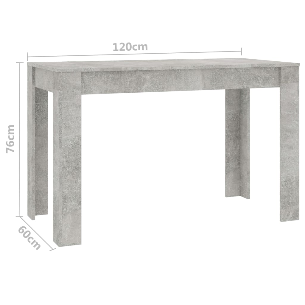 Eettafel 120x60x76 cm spaanplaat betongrijs Betongrijs