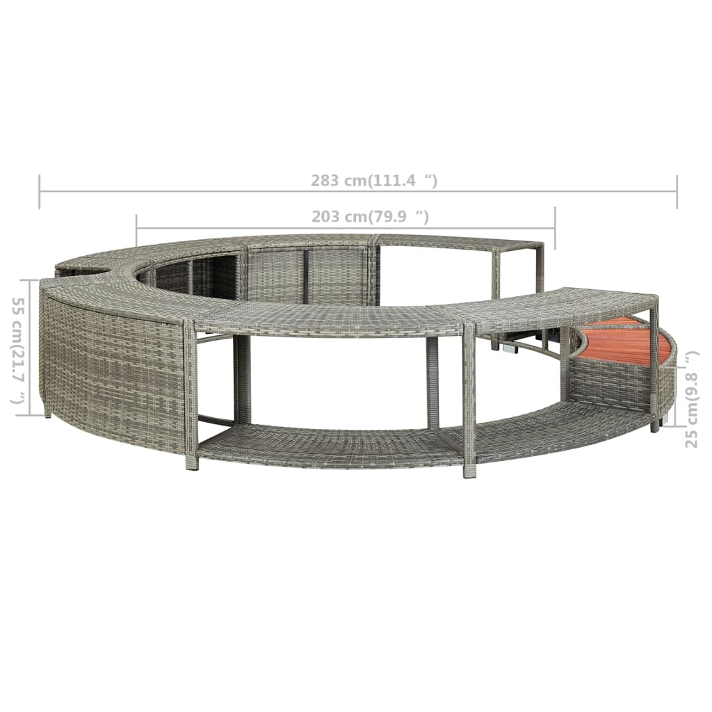 Hottub-Ombouw Poly Rattan Grijs