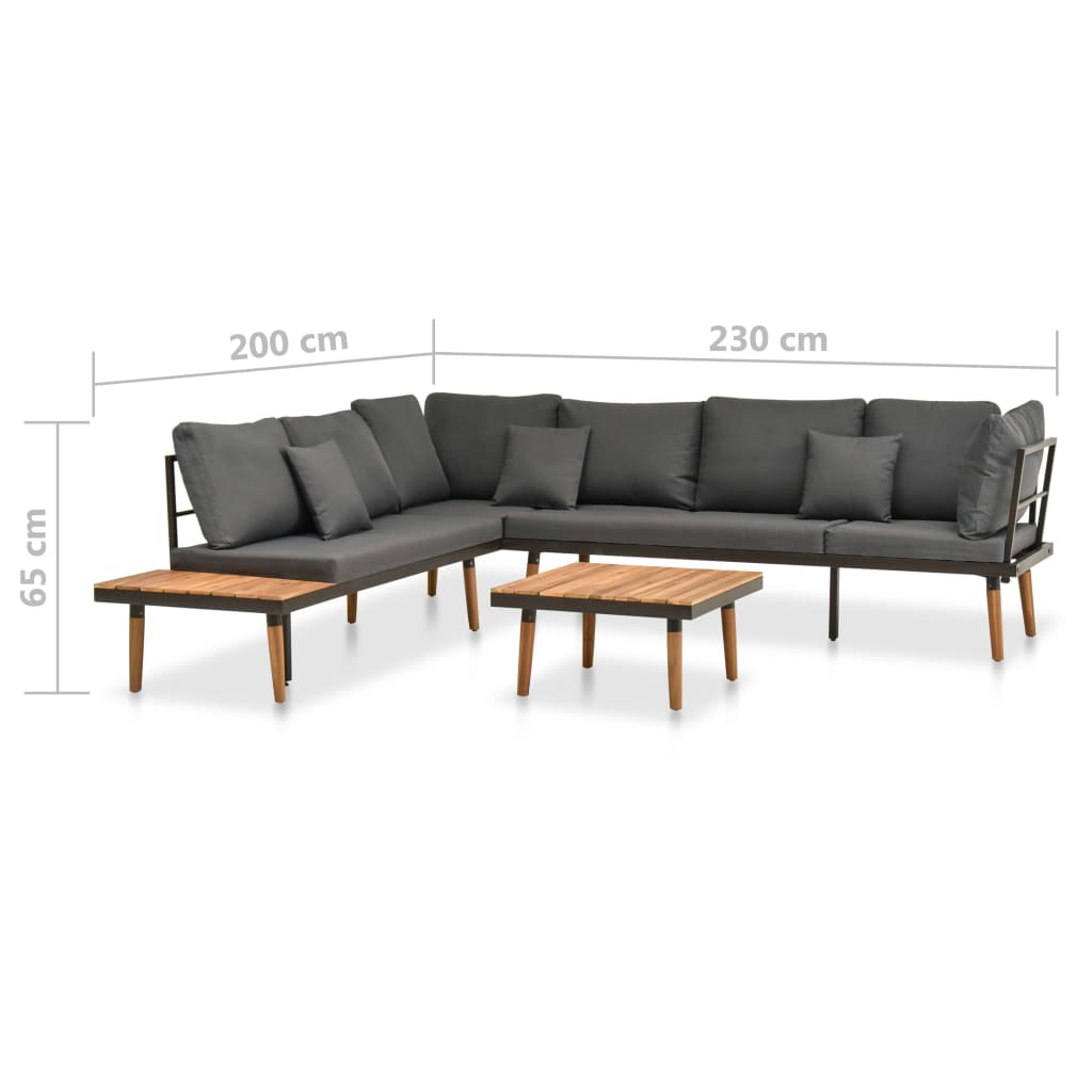 4-delige Loungeset met kussens massief acaciahout