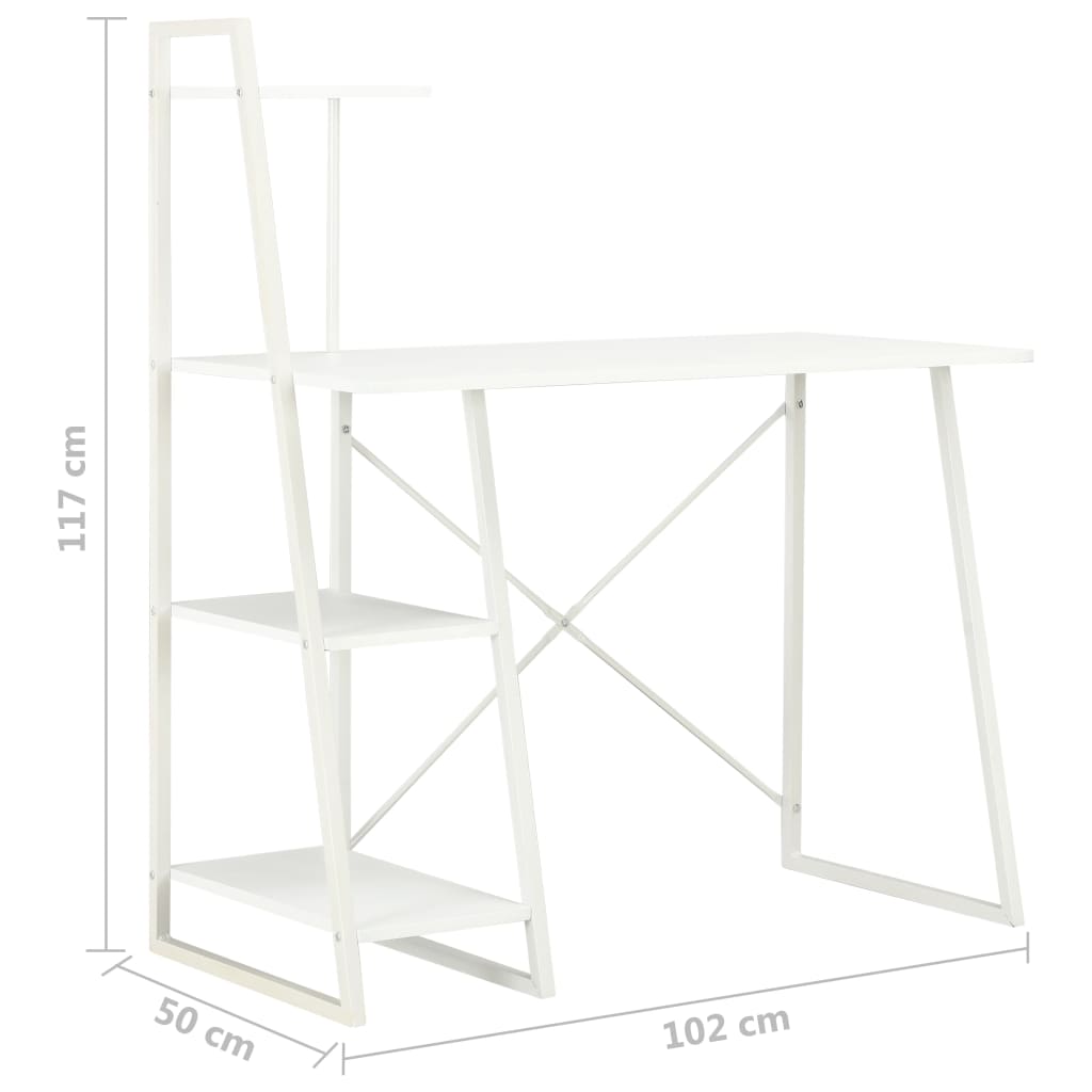 Bureau met schappen 102x50x117 cm wit Wit