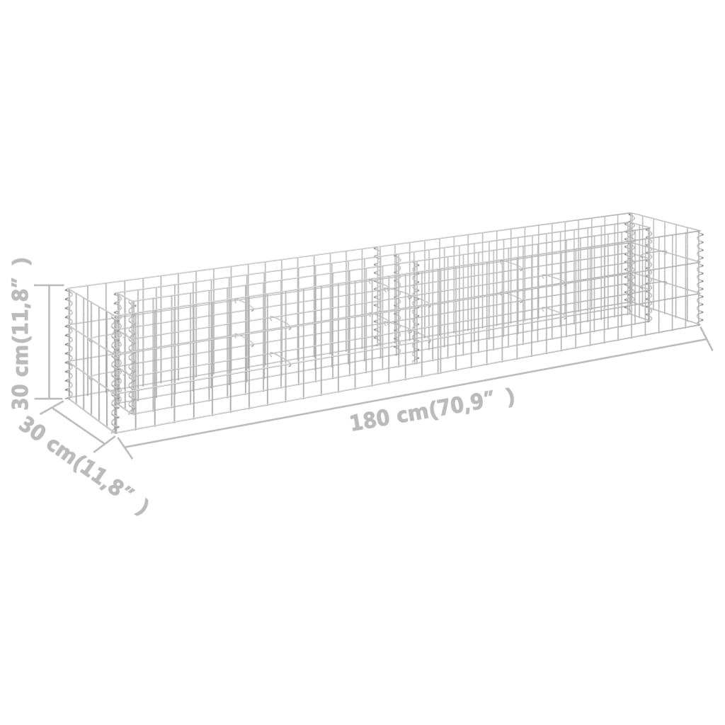 Gabion Plantenbak Verhoogd Gegalvaniseerd Staal 180 x 30 x 30 cm