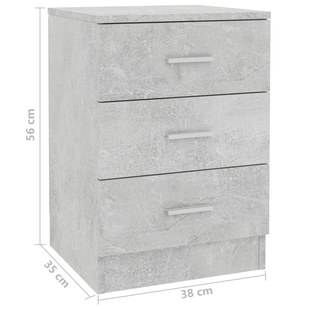 Nachtkastje 38x35x56 cm bewerkt hout betongrijs 1 Betongrijs