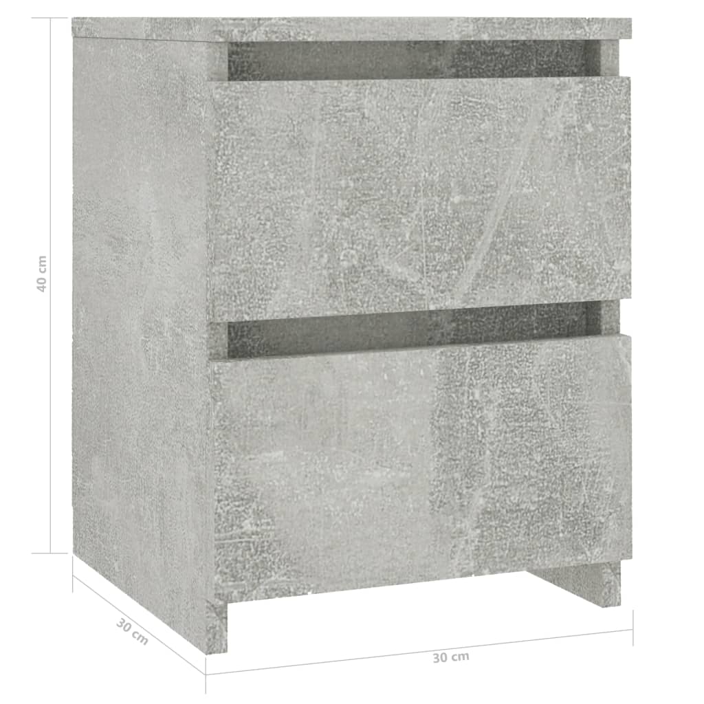 Nachtkastje 30x30x40 cm bewerkt hout betongrijs 1 Betongrijs