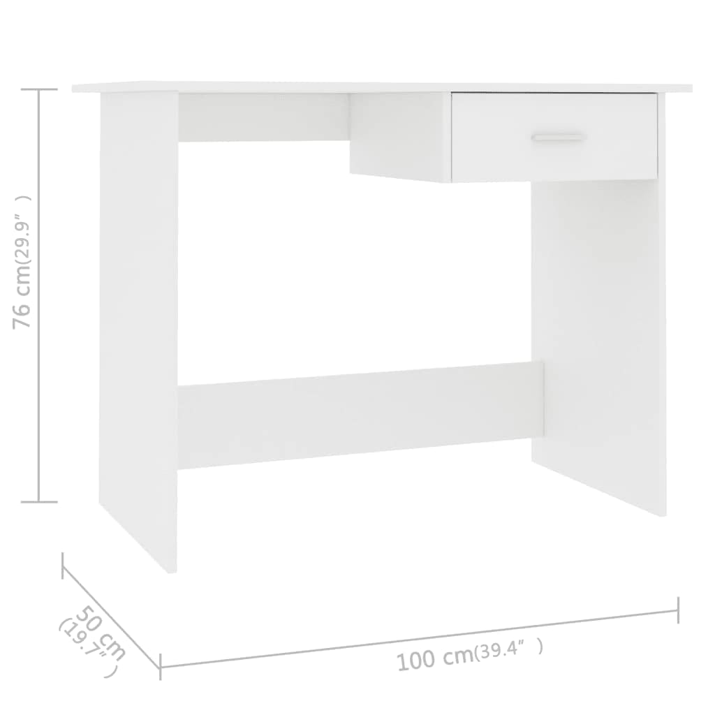 Bureau 100X50X76 Cm Bewerkt Hout Wit