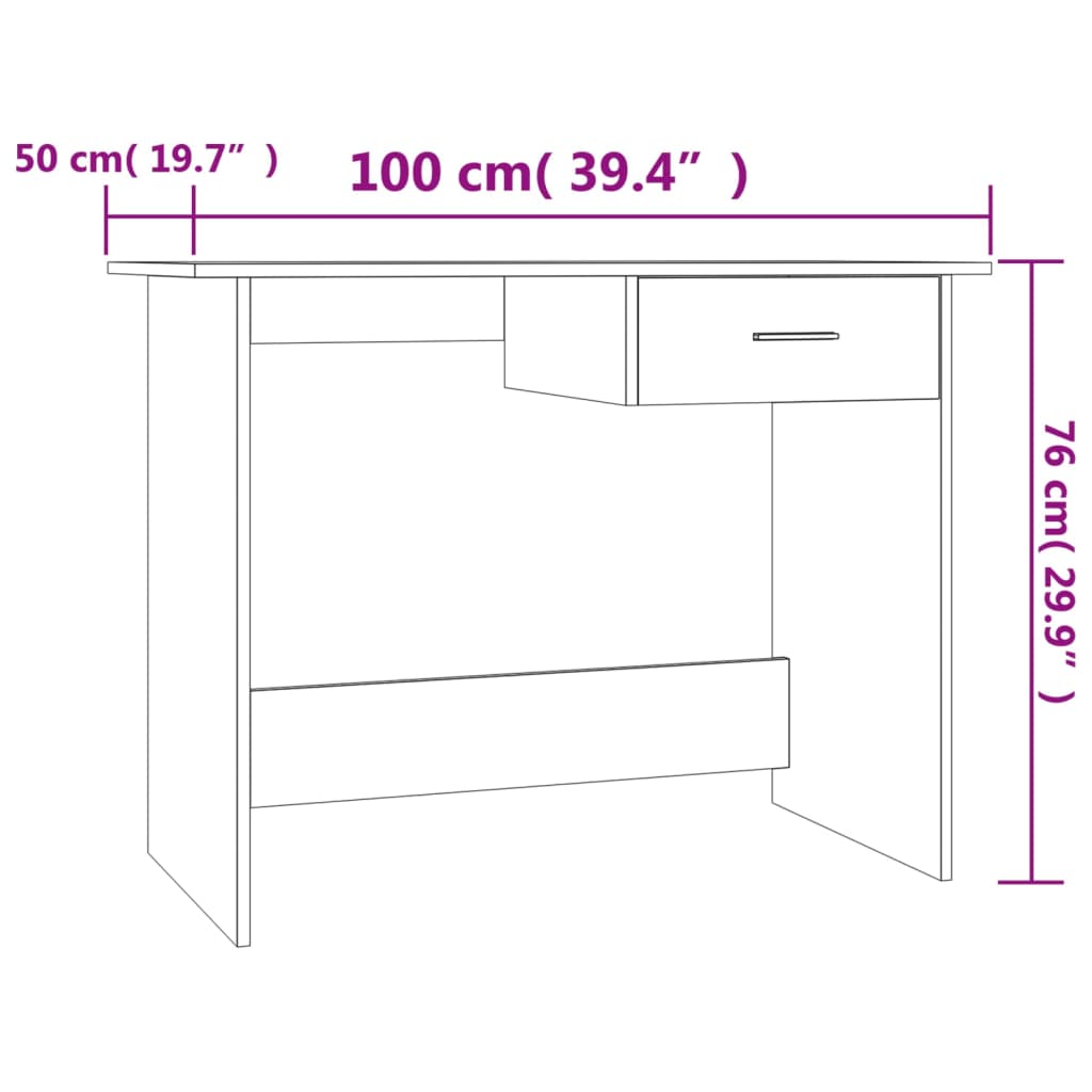 Bureau 100x50x76 cm bewerkt hout betongrijs Betongrijs