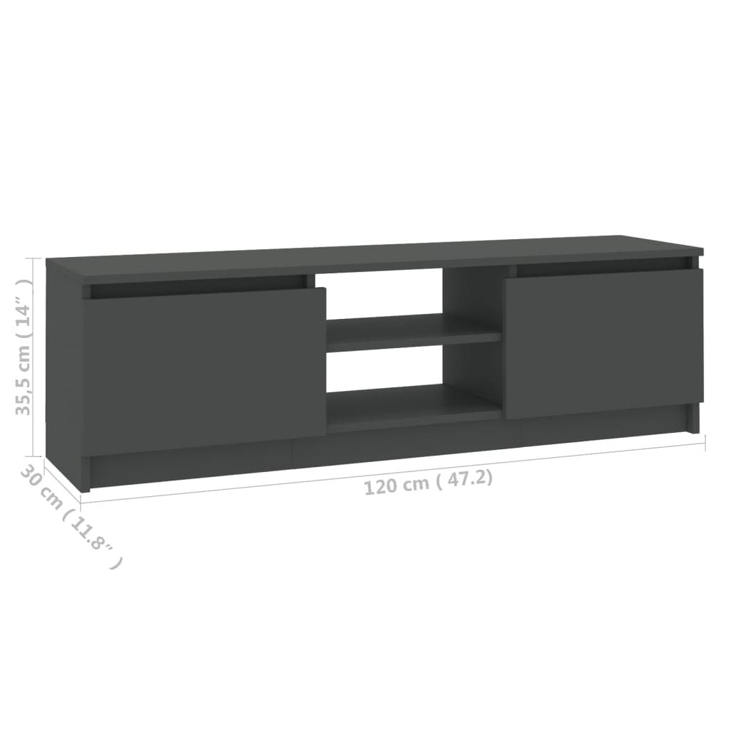 Tv-Meubel 120X30X35,5 Cm Bewerkt Hout Grijs