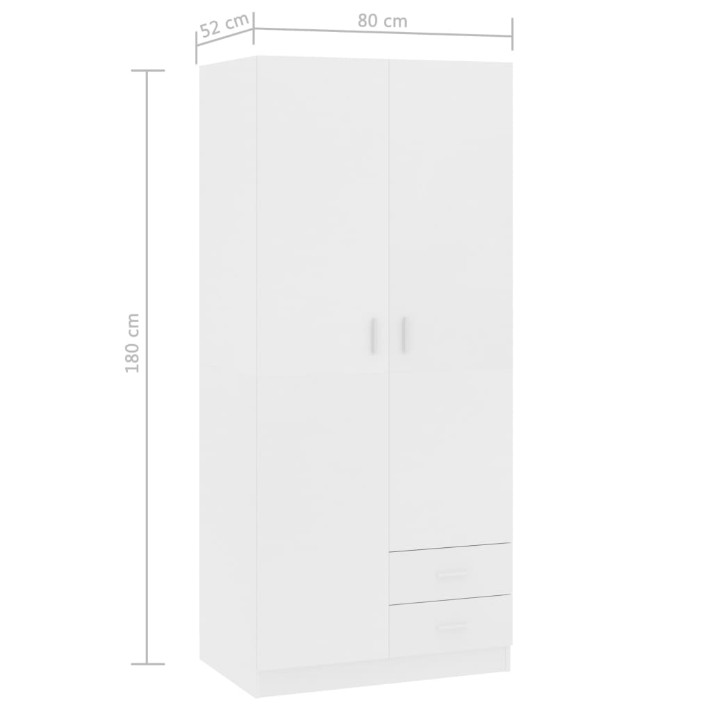 Kledingkast 80X52X180 Cm Spaanplaat Wit