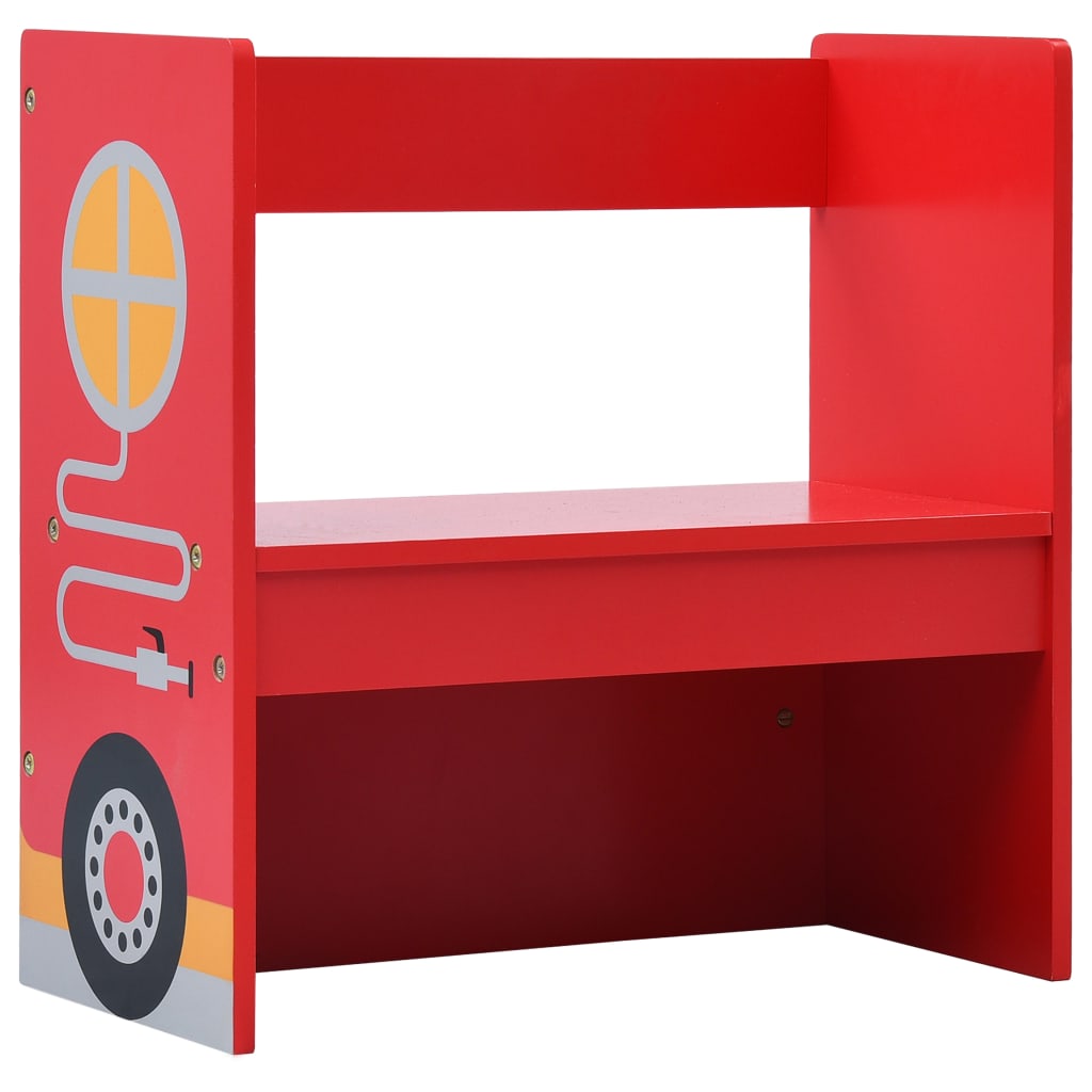 3-delige Kinderstoelen- en tafelset brandweerwagenontwerp hout