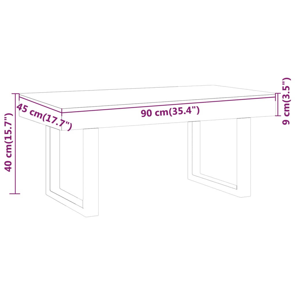 Salontafel 90X45X40 Cm Mdf En Ijzer Donkerbruin En Zwart