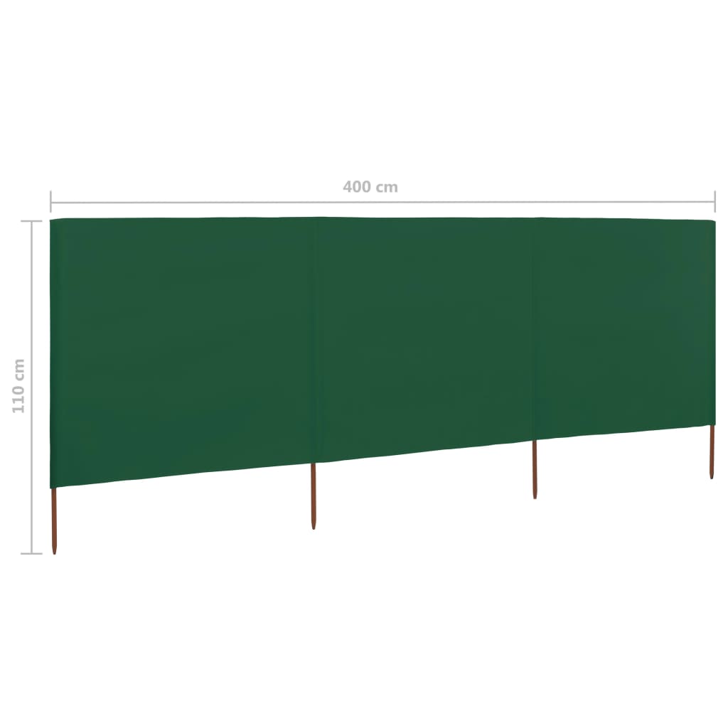 Windscherm 3-Panelen Stof 400 x 80 cm Groen