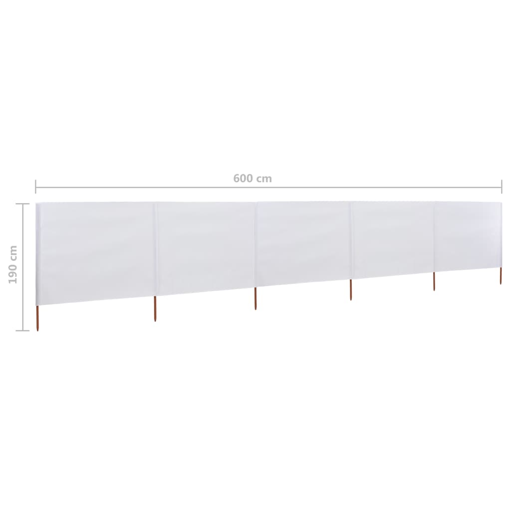 Windscherm 5-Panelen Stof 600 x 160 cm Zandwit