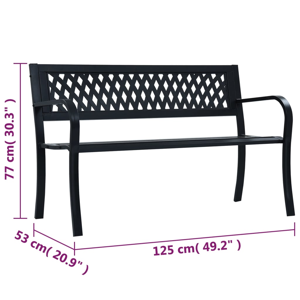 Tuinbank 125 cm staal zwart 1 125 cm Zwart