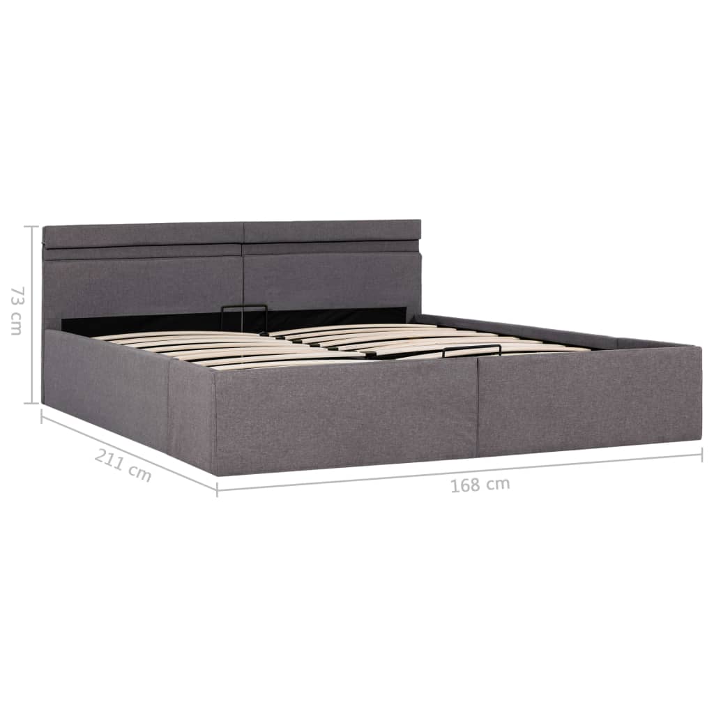 Bedframe Met Hydraulische Opslag En Led Stof Taupe 160X200 Cm 160 x 200 cm