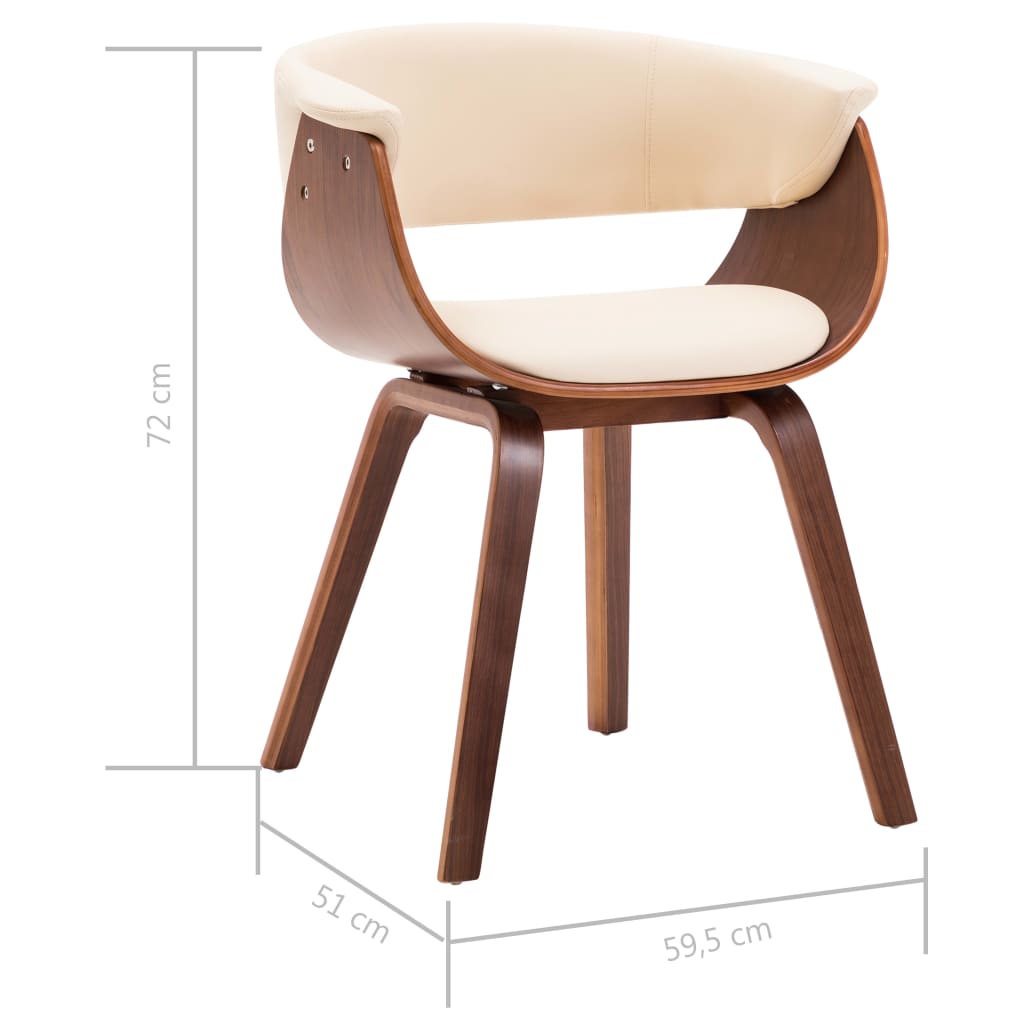 Eetkamerstoelen Gebogen Hout En Kunstleer Kleurig 4 Crème en donkerbruin