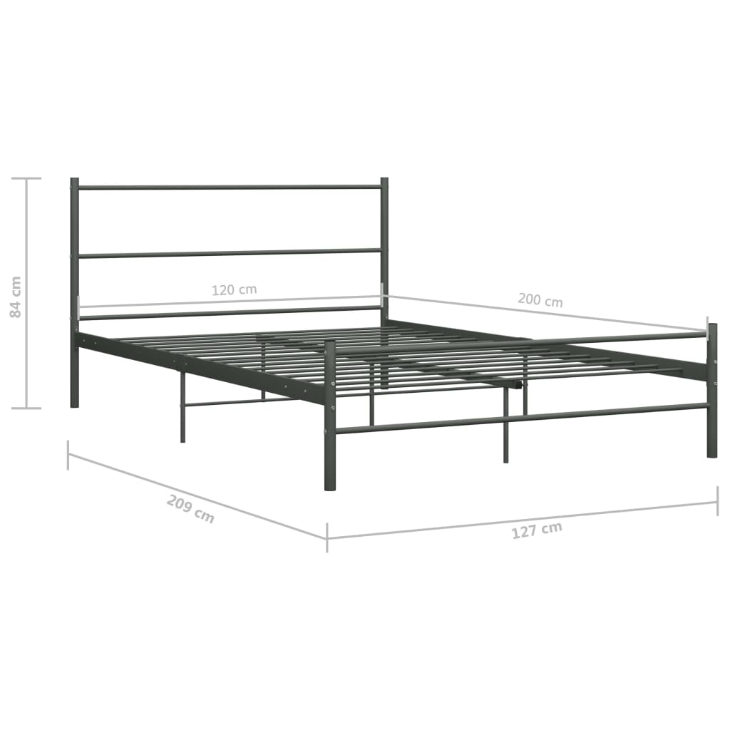 Bedframe Metaal 120 x 200 cm Grijs