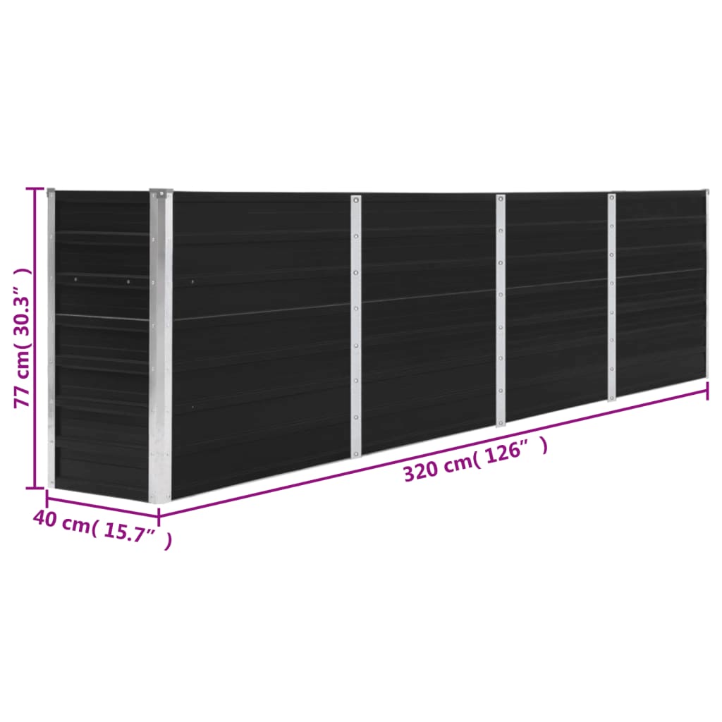 Plantenbak Verhoogd Gegalvaniseerd Staal 320 x 40 x 77 cm