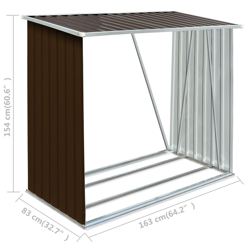 Haardhoutschuur 163X83X154 Cm Gegalvaniseerd Staal Bruin