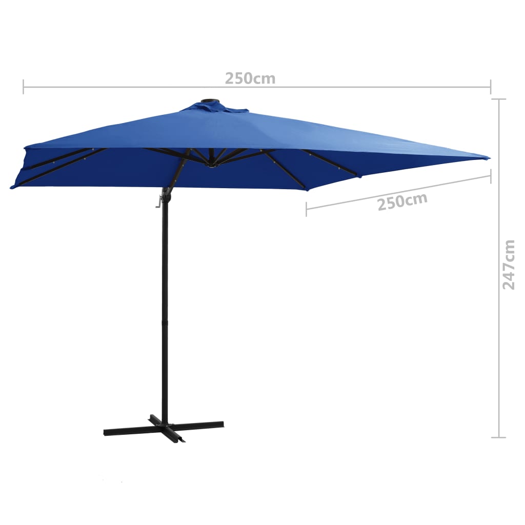 Zweefparasol Met Led-Verlichting En Paal Azuurblauw azure blue