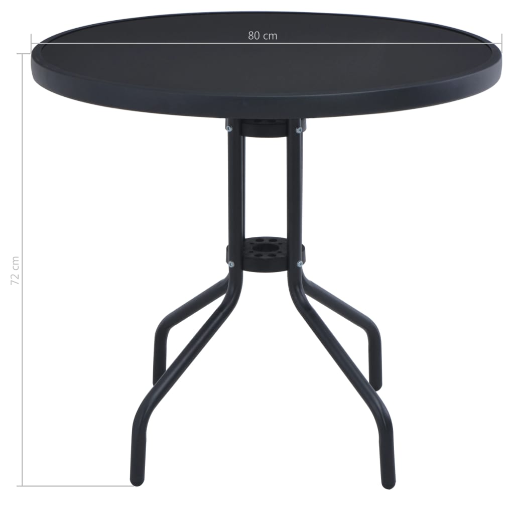 Tuintafel 80 Cm Staal En Glas 80 x 72 cm Zwart