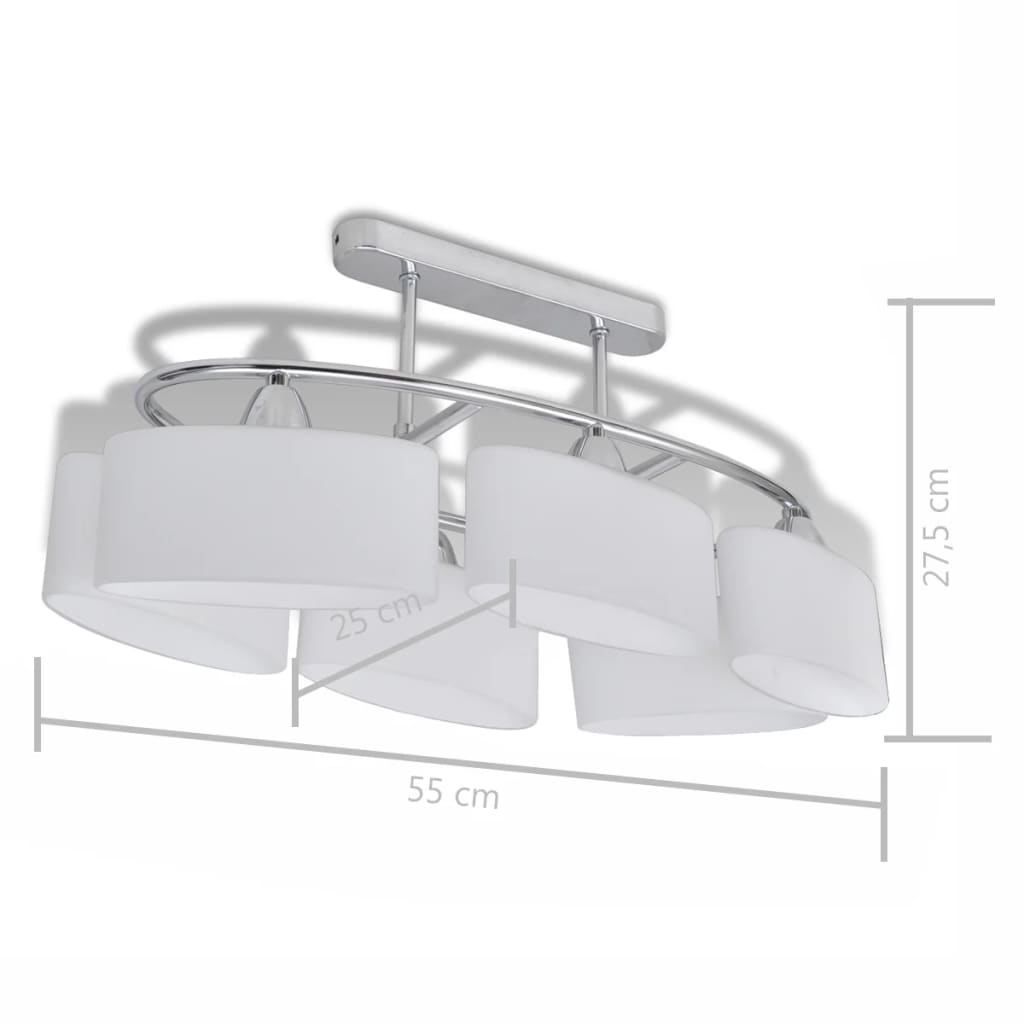 Plafondlamp Met Ellipsvormige Glazen Kappen 4 St E14 Witte Buitenkant / Witte Binnenkant