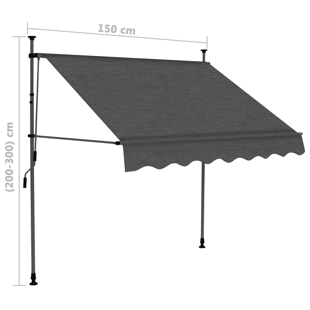 Luifel Handmatig Uitschuifbaar Met Led Kleurig 150 cm Antraciet