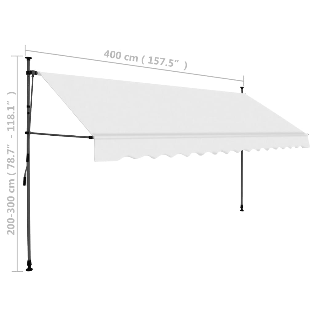 Luifel Handmatig Uitschuifbaar Met Led Kleurig 400 cm Crème