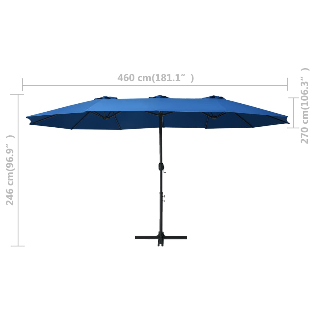 Parasol Met Aluminium Paal 460X270 Cm Blauw