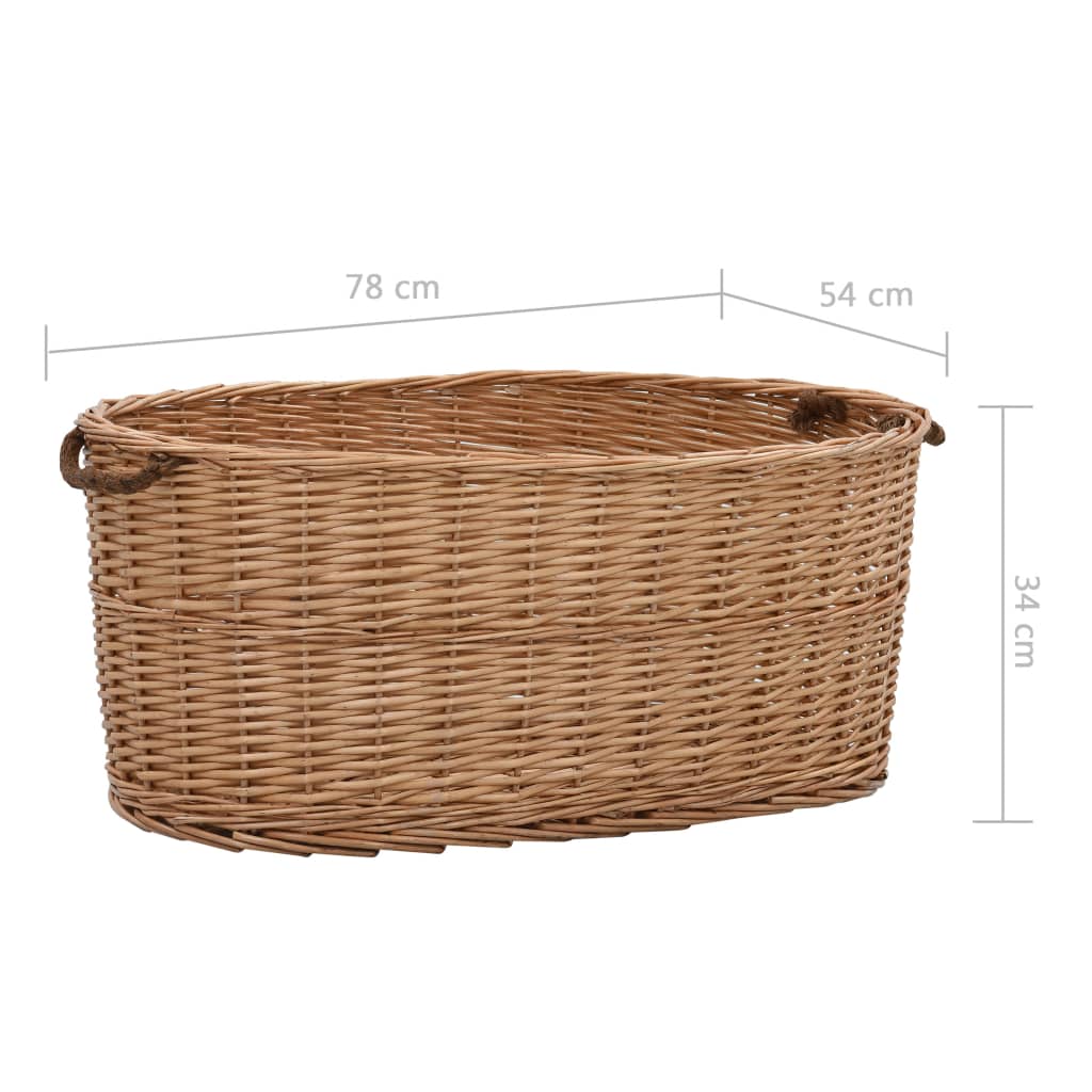 Houtmand Met Handvatten Natuurlijk Wilgenhout 78 x 54 x 34 cm
