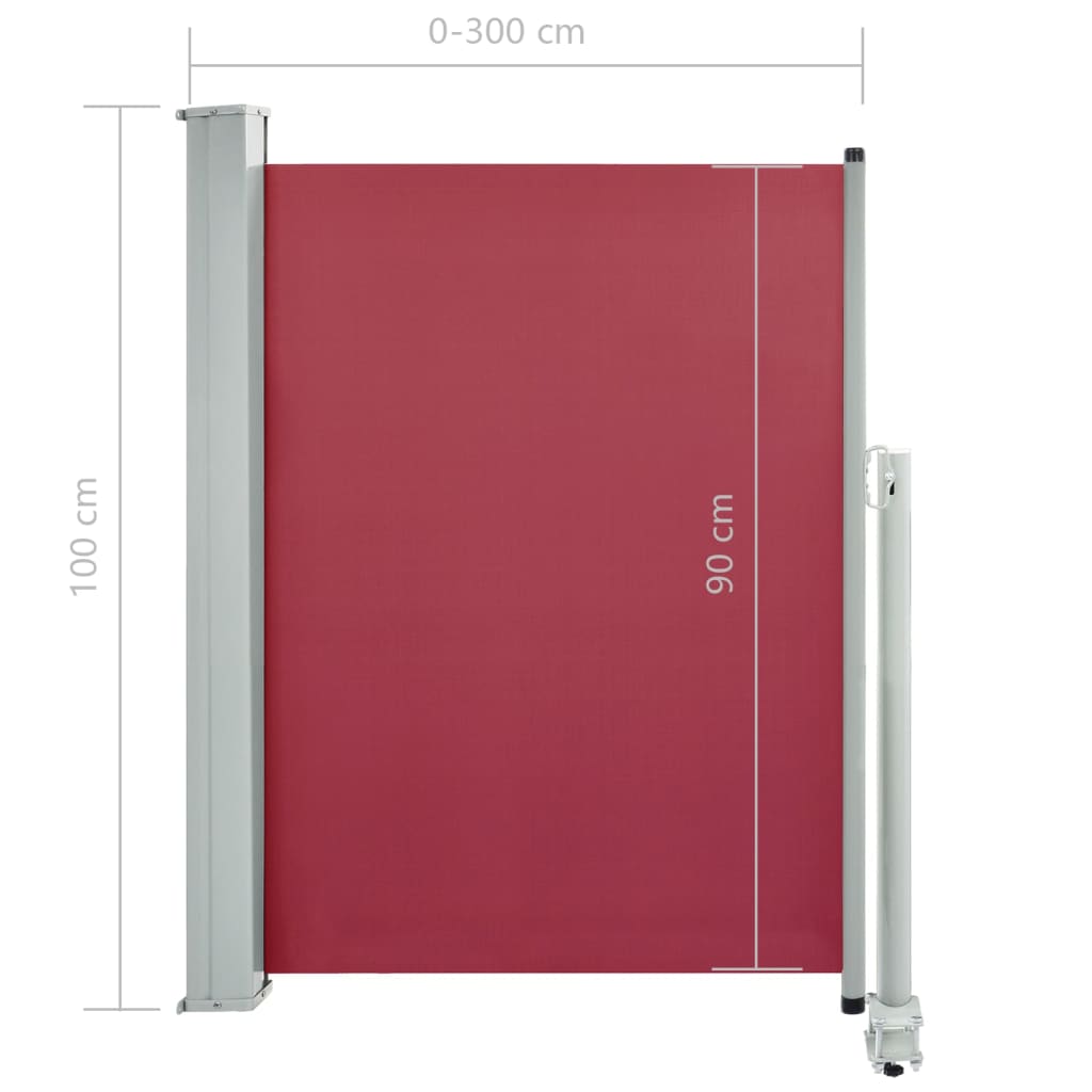 Tuinscherm Uittrekbaar 100 x 300 cm Rood