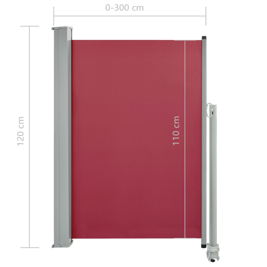 Tuinscherm Uittrekbaar 120 x 300 cm Rood